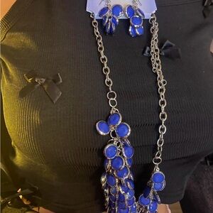 Chic Blue Necklace and Earring Set